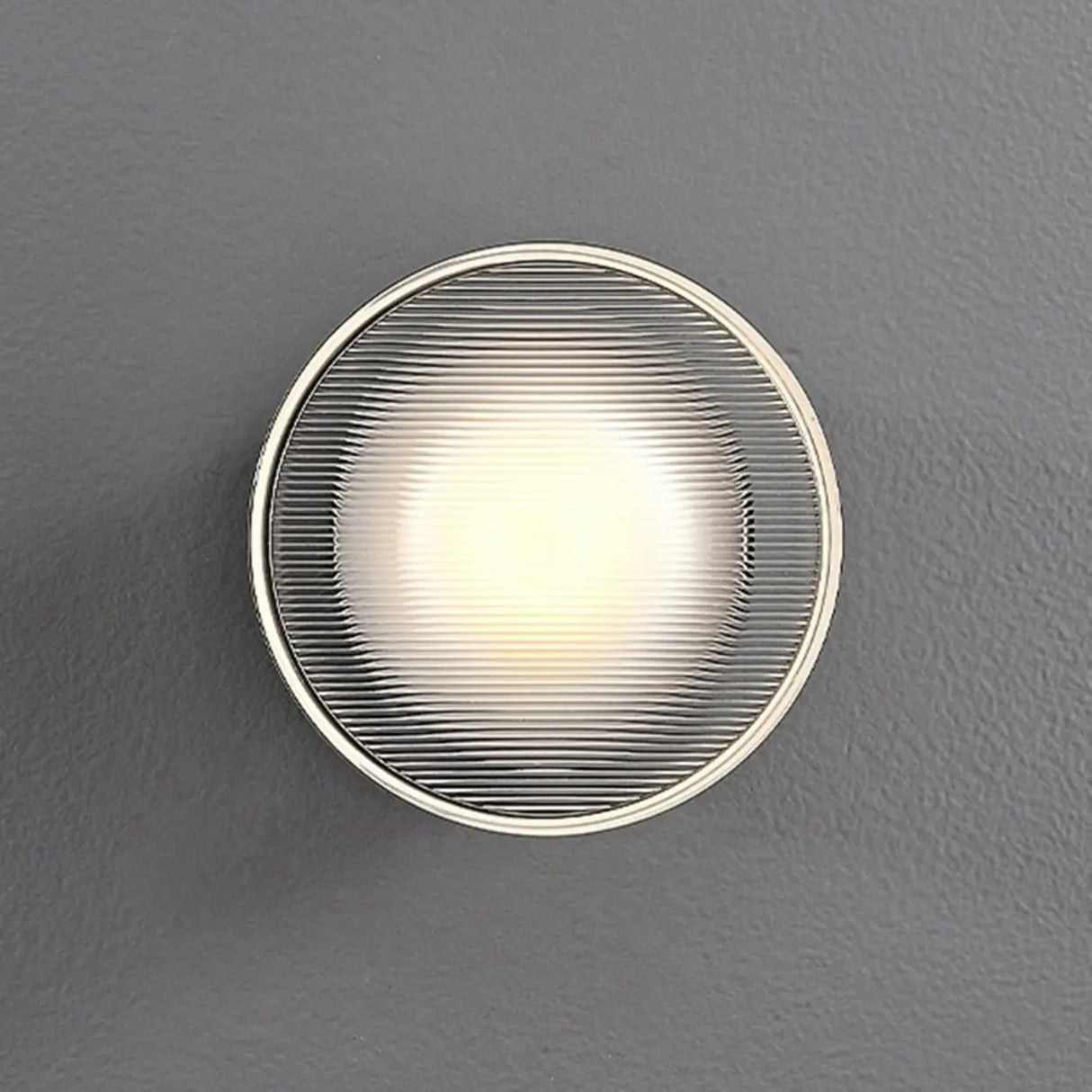 Modish Clear Ribbed Glass Shade Round LED Wall Sconce Image - 9