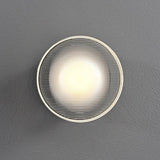 Modish Clear Ribbed Glass Shade Round LED Wall Sconce Image - 9