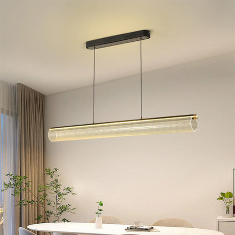 Modish Clear Tube LED Pendant Light Kitchen Island Image - 1