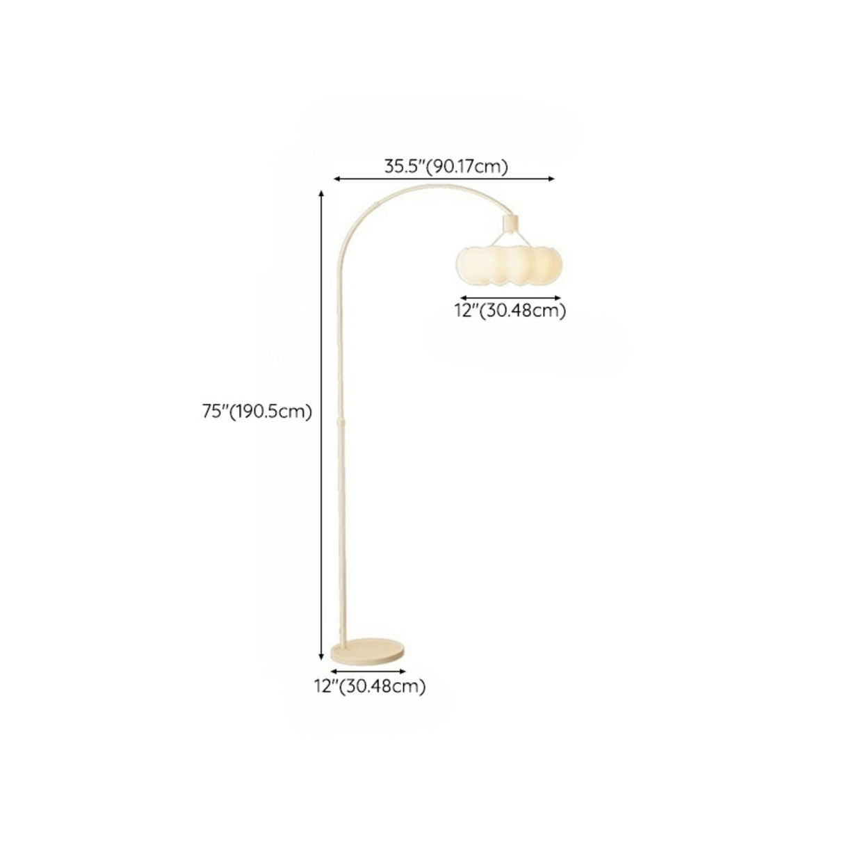 Modish Cloud-Shaped Shade Arched Beige Floor Lamp 