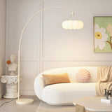 Modish Cloud-Shaped Shade Arched Beige Floor Lamp Image - 7