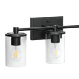 Modish Column Glass Shades Black Metal Vanity Light Image - 11