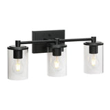 Modish Column Glass Shades Black Metal Vanity Light Image - 5