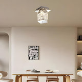 Modish Crystal Cube Chrome Flush Mount Ceiling Light Image - 2