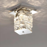 Modish Crystal Cube Chrome Flush Mount Ceiling Light Image - 4