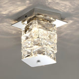 Modish Crystal Cube Chrome Flush Mount Ceiling Light Image - 5