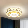 Modish Crystal Round Flower Chrome LED Flush Mount Lamp Image - 1