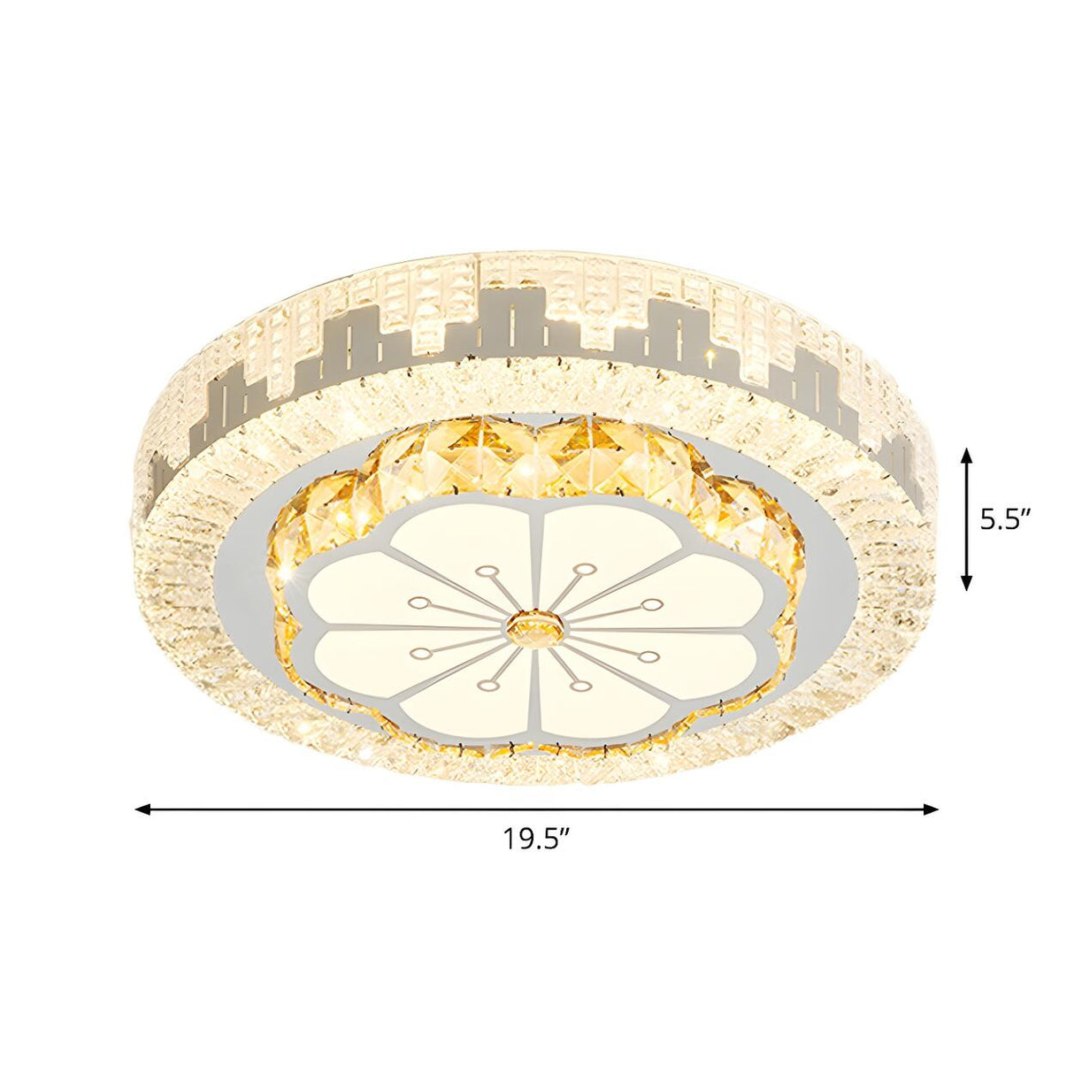 Modish Crystal Round Flower Chrome LED Flush Mount Lamp Image - 4