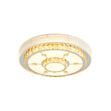 Modish Crystal Round Flower Chrome LED Flush Mount Lamp Image - 7