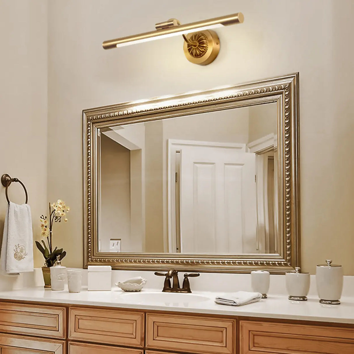 Modish Cylinder Brass Wall-Mounted LED Vanity Light Image - 1