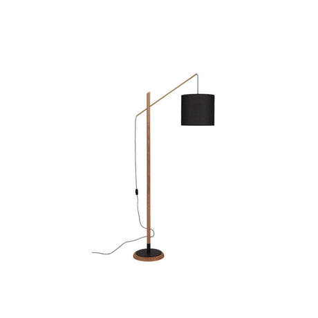 Modish Fabric Barrel and Wooden Arc LED Floor Lamp Image - 2