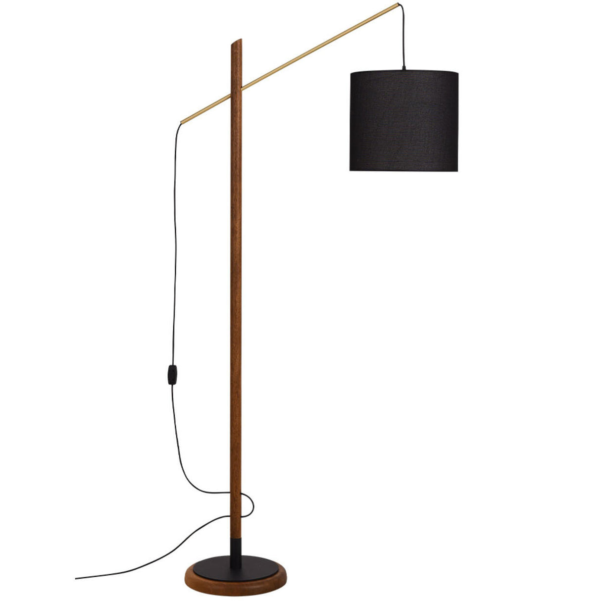 Modish Fabric Barrel and Wooden Arc LED Floor Lamp Image - 3