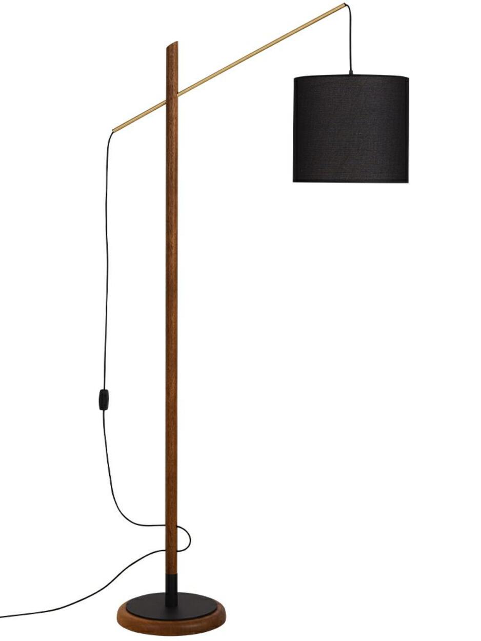 Modish Fabric Barrel and Wooden Arc LED Floor Lamp Image - 8