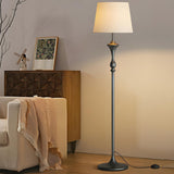 Modish Fabric Cylinder Floor Lamp with Side Table Image - 5