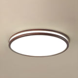 Modish Foyer Walnut Round Dimmable LED Flush Mount Lamp Image - 11