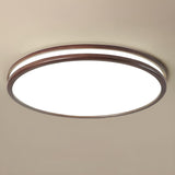 Modish Foyer Walnut Round Dimmable LED Flush Mount Lamp Image - 6