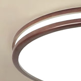 Modish Foyer Walnut Round Dimmable LED Flush Mount Lamp Image - 9