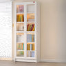 Modish French Glass Doors Vertical Steel Bookcases Image - 14