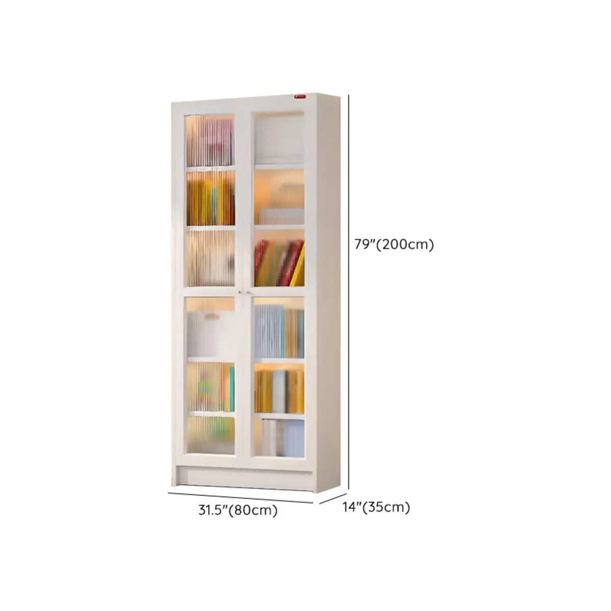 Modish French Glass Doors Vertical Steel Bookcases Image - 21