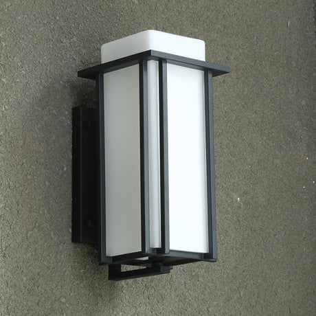 Modish Geometric Glass Outdoor Ambient Wall Light Black Image - 2