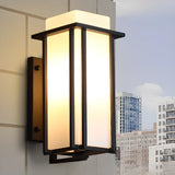 Modish Geometric Glass Outdoor Ambient Wall Light Black Image - 3