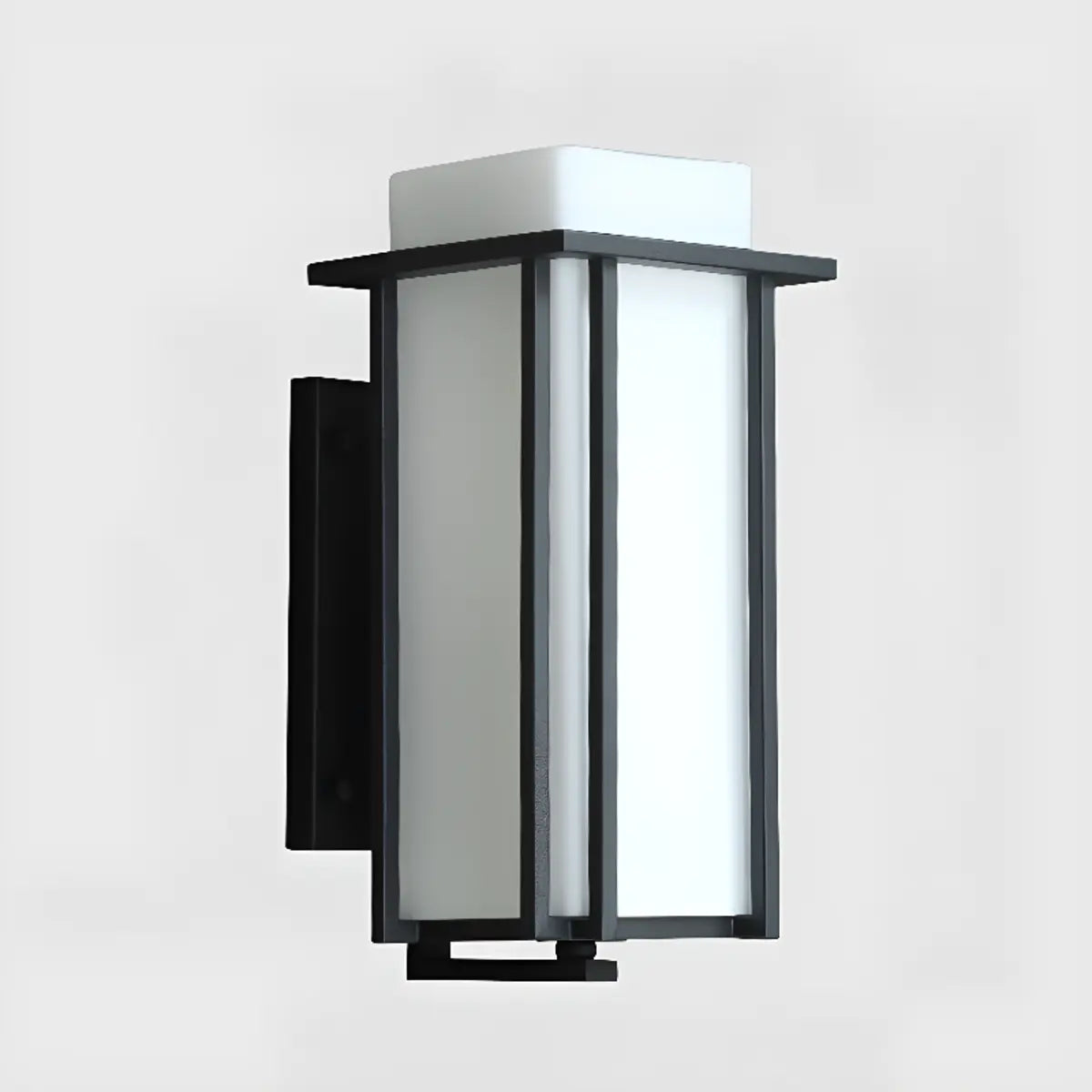 Modish Geometric Glass Outdoor Ambient Wall Light Black Image - 6