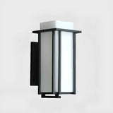 Modish Geometric Glass Outdoor Ambient Wall Light Black Image - 7