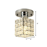 Modish Gold Crystal Block Semi-Flush Mount Ceiling Lamp Image - 11