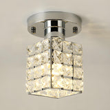 Modish Gold Crystal Block Semi-Flush Mount Ceiling Lamp Image - 4