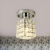 Modish Gold Crystal Block Semi-Flush Mount Ceiling Lamp Image - 7