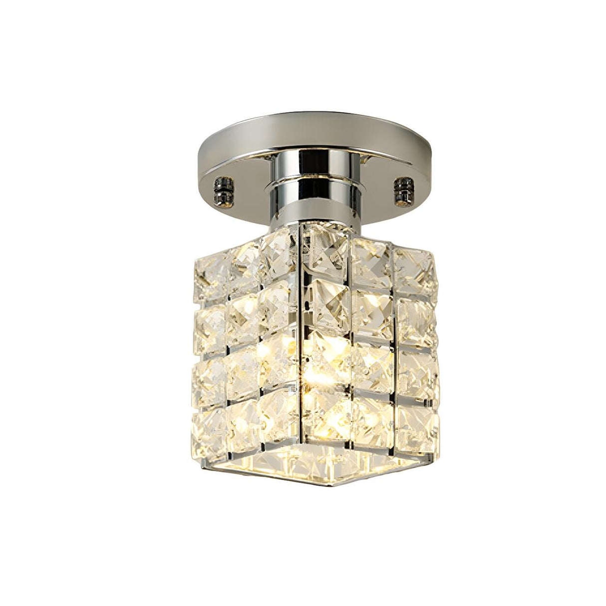 Modish Gold Crystal Block Semi-Flush Mount Ceiling Lamp Image - 9