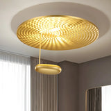 Modish Gold Round Metal LED Flush Mount Ceiling Light Image - 1