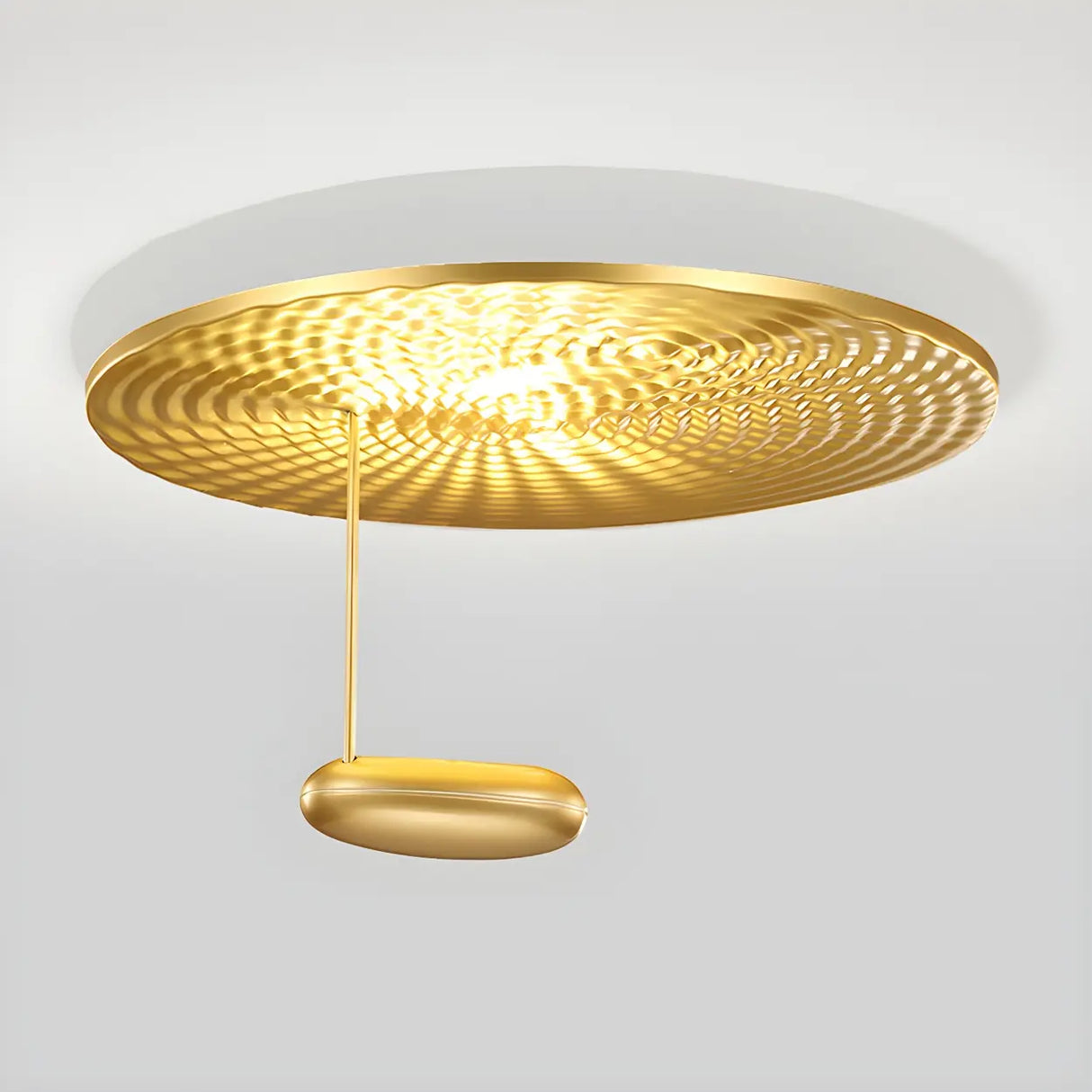 Modish Gold Round Metal LED Flush Mount Ceiling Light Image - 9