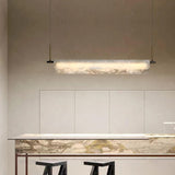 Modish Ivory Marble Linear LED Island Pendant Light Image - 3