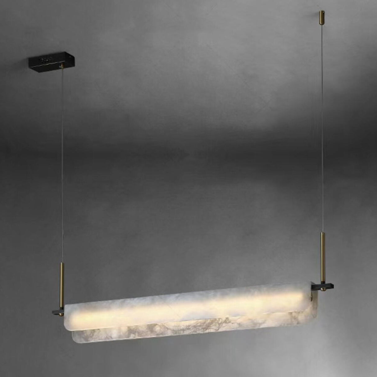 Modish Ivory Marble Linear LED Island Pendant Light Image - 7