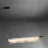 Modish Ivory Marble Linear LED Island Pendant Light Image - 7