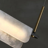 Modish Ivory Marble Linear LED Island Pendant Light Image - 8