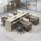 Modish L-Shape Wood Espresso Cabinet Office Furniture Set Image - 12