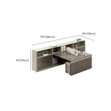 Modish L-Shape Wood Espresso Cabinet Office Furniture Set Image - 25