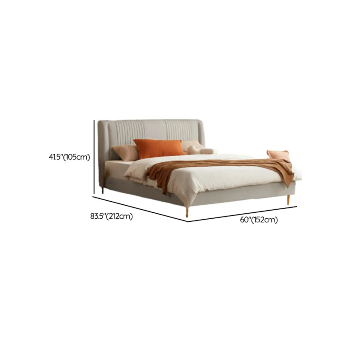 Modish Leather Beige Queen Panel Bed with Headboard 