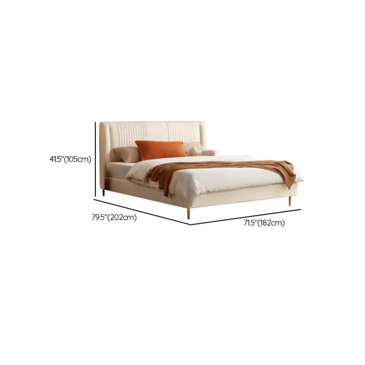 Modish Leather Beige Queen Panel Bed with Headboard Image - 14