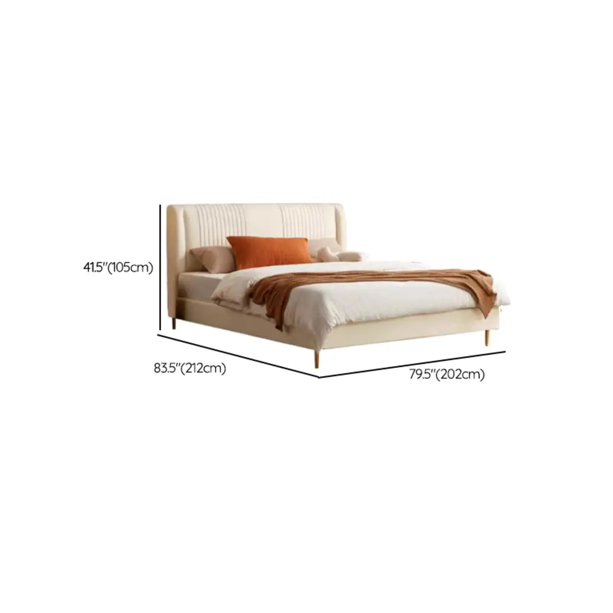 Modish Leather Beige Queen Panel Bed with Headboard Image - 16