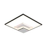 Modish Living Room Black Square LED Flush Mount Light Image - 12