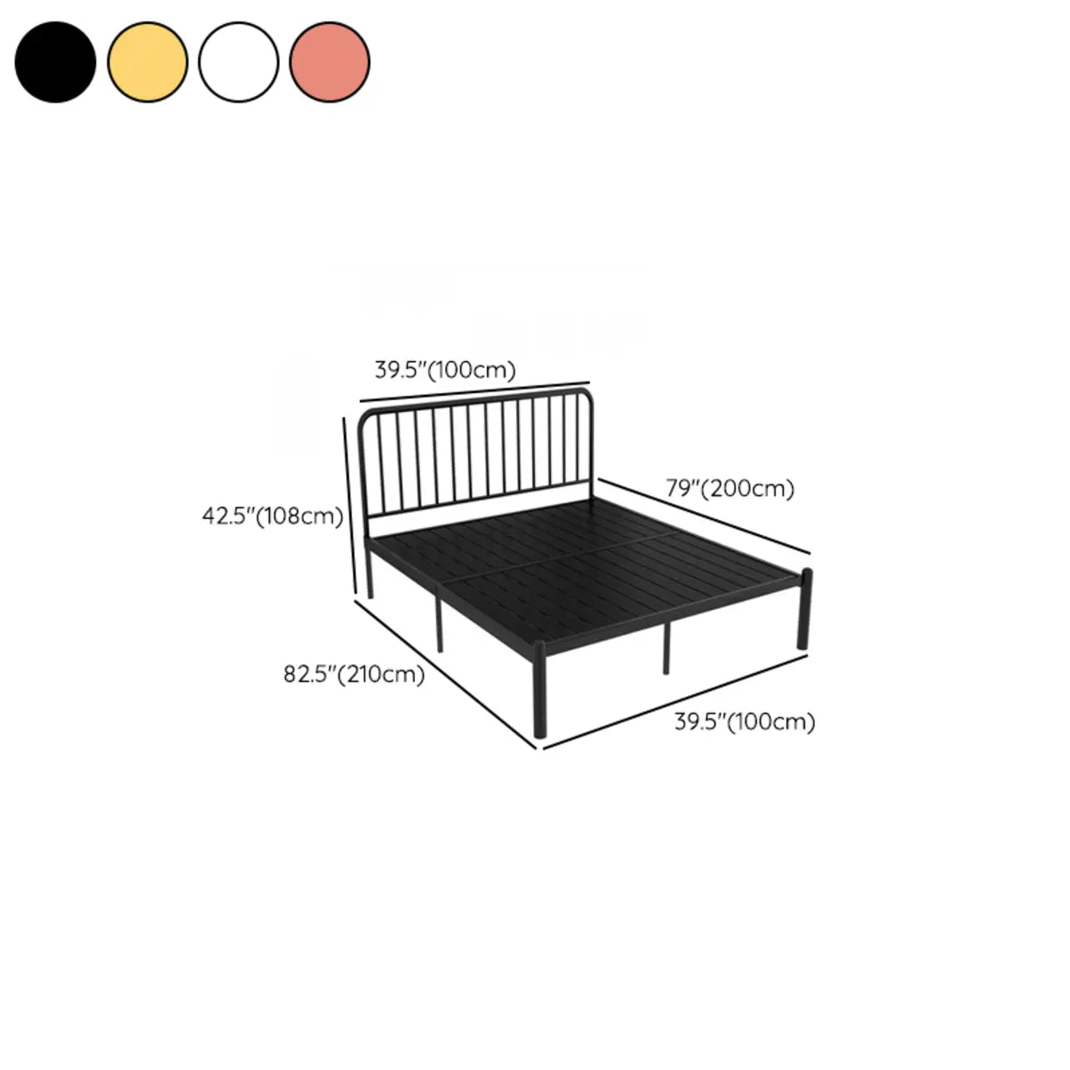 Modish Metal Open-Frame White Headboard Bed with Legs 