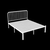 Modish Metal Open-Frame White Headboard Bed with Legs Image - 3