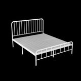 Modish Metal Open-Frame White Headboard Bed with Legs Image - 11