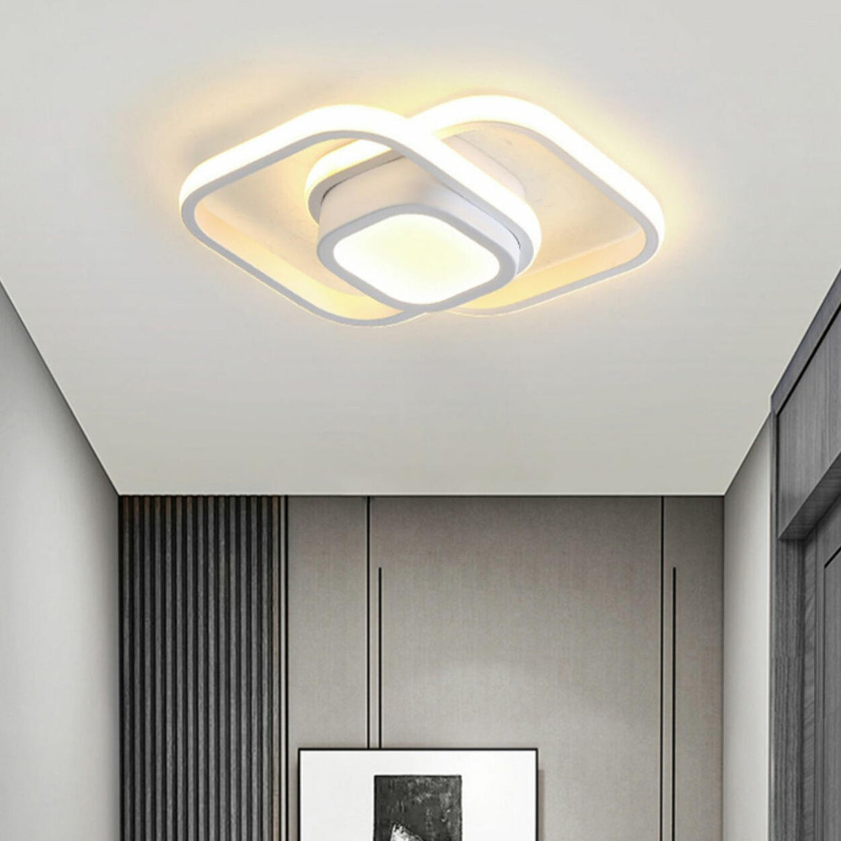 Modish Mini White Square LED Flush Mount Ceiling Light Image - 1