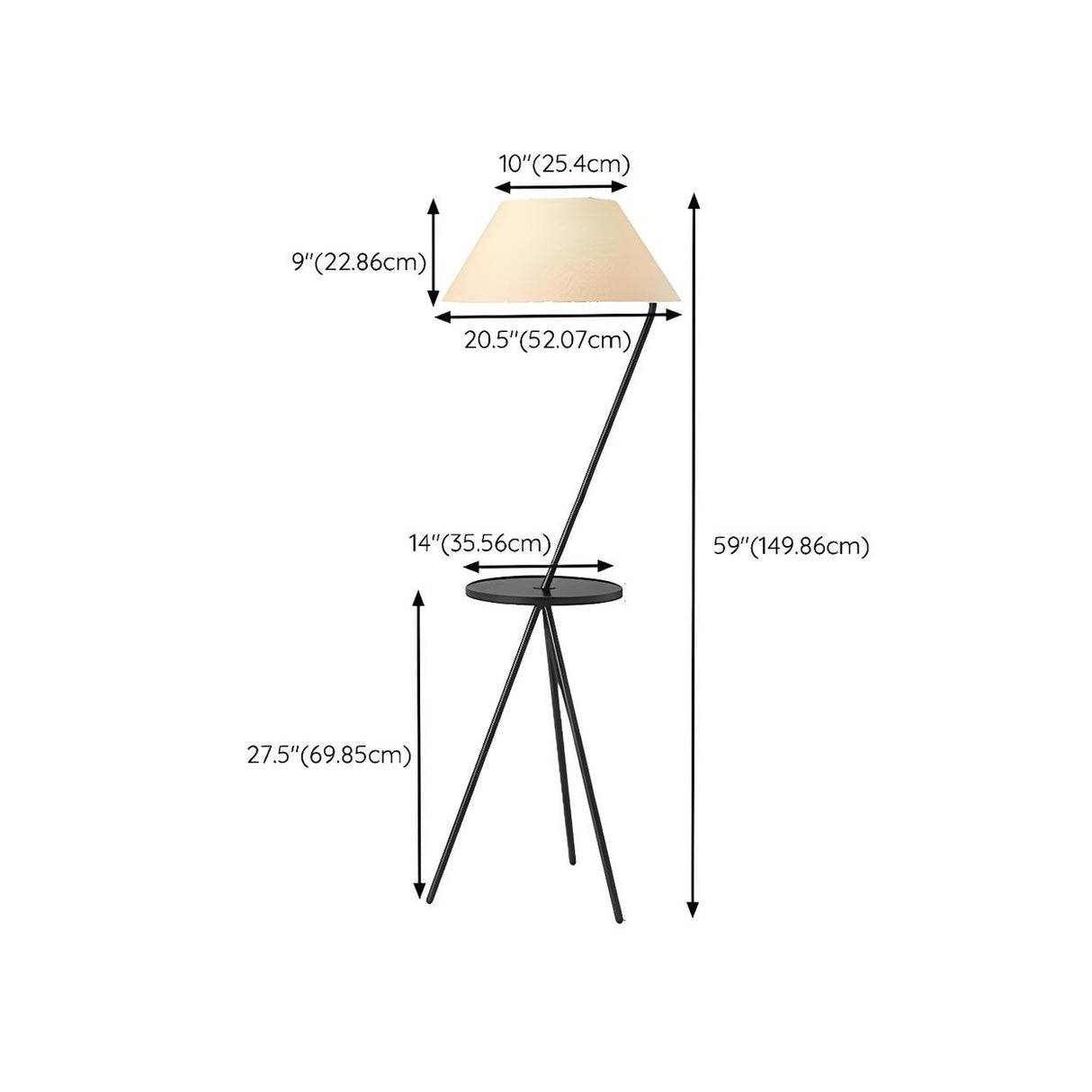 Modish Pagoda Black LED Floor Lamp with Side Table 