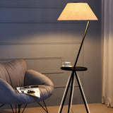 Modish Pagoda Black LED Floor Lamp with Side Table Image - 3