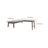 Modish Pine Wood Grey H-Base L-Shape Stone Writing Desk Image - 19